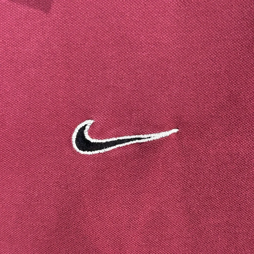 Nike Polo Shirt Large L Burgundy Made In USA 1970s‎ 1980s Vintage Single Stitch